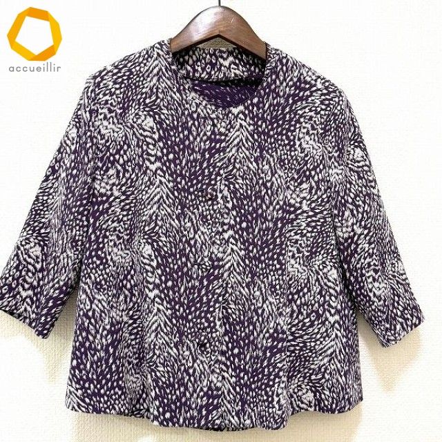 anc 詩仙堂 シセンドウ HITOSHI アンサンブル 紫系 白 ツーピース ちりめん 総柄 七分袖 半袖 ドルマン レディース 975123