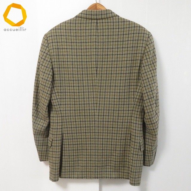 wxc エルメス HERMES ジャケット 46 カーキ系 ベージュ 紺 ツイード