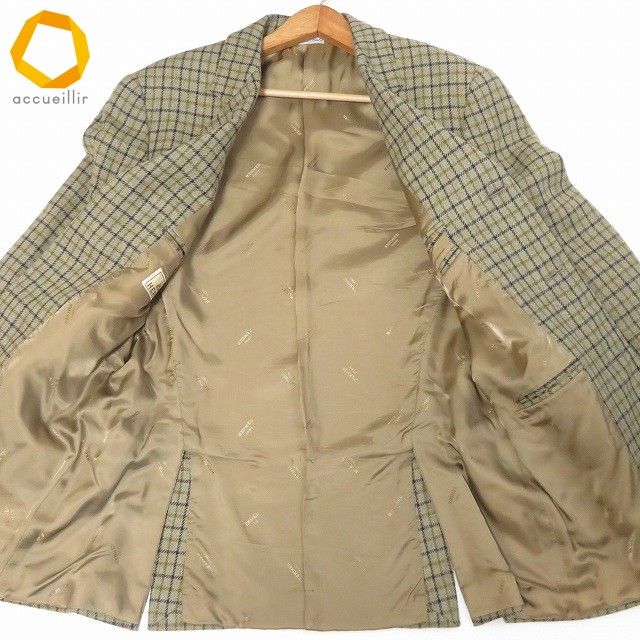 wxc エルメス HERMES ジャケット 46 カーキ系 ベージュ 紺 ツイード