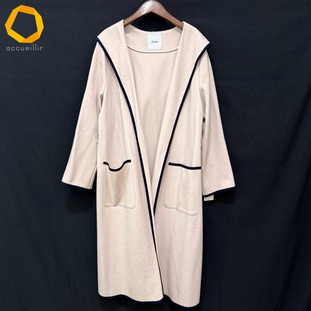 wnc レリアン Leilian コート 13+ ピンク系 紺 パイピング ロング