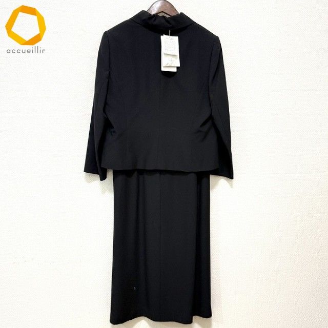 anc ハーディエイミス ワンピーススーツ 15 黒 フォーマル 重ね着風 シルク 大きいサイズ レディース 977116