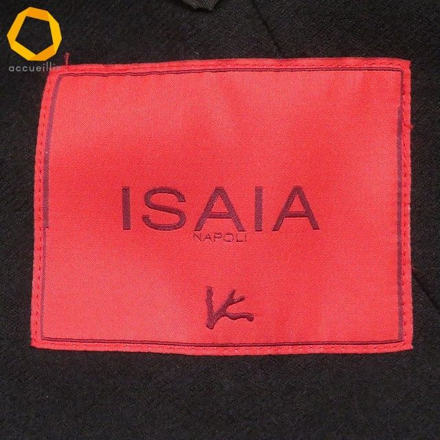 wnc イザイア ISAIA コート チェスターコート 48 黒 イタリア製 メンズ