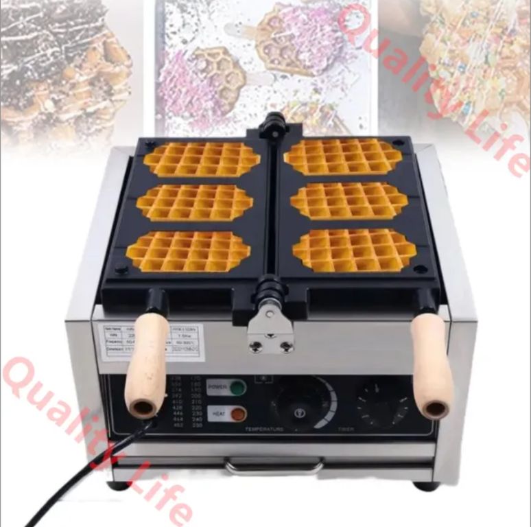 電気ハニカムワッフルマシン 1500 W商業用ノンスティックワッフルメーカー 3スロット金型 50 300℃ 0 5分タイマー レストラン スナックバー ベーカリー用の正方形ワッフルアイロンマシン