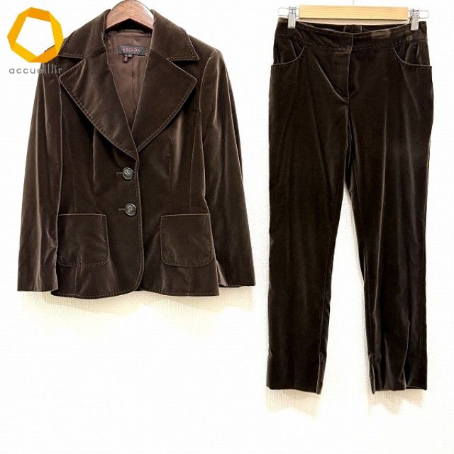 【美品】ESCADA  セットアップ エスカーダ ドイツ製 wnc エスカーダ ESCADA セットアップ 34 茶系 パンツスーツ ツーピース
