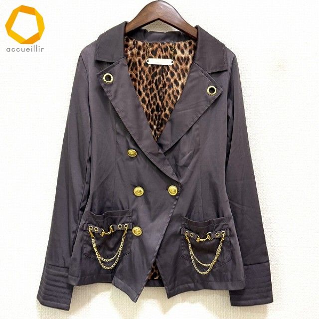 anc ダイヤ d.i.a ジャケット F 茶系 Y2K 平成ギャル 光沢 ヒョウ柄