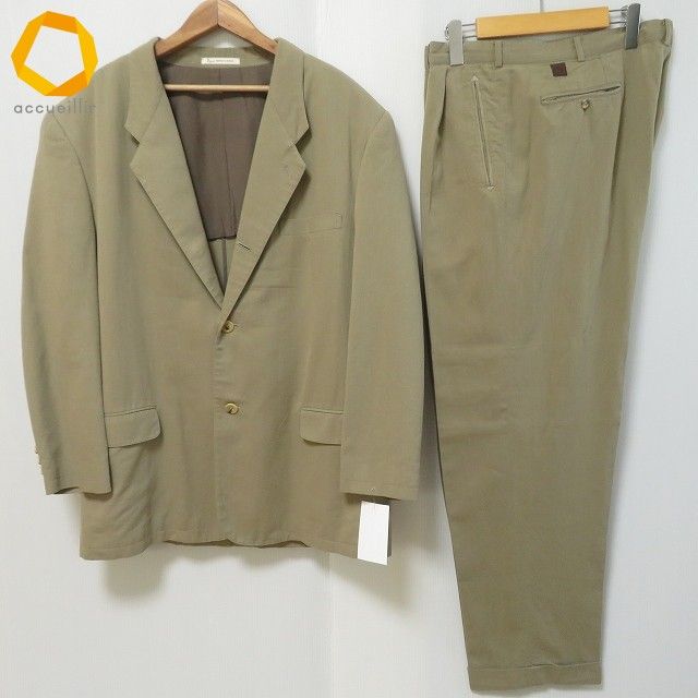 snc パパス Papas セットアップ シングルスーツ ツーピース カーキ系 薄手 メンズ 964895