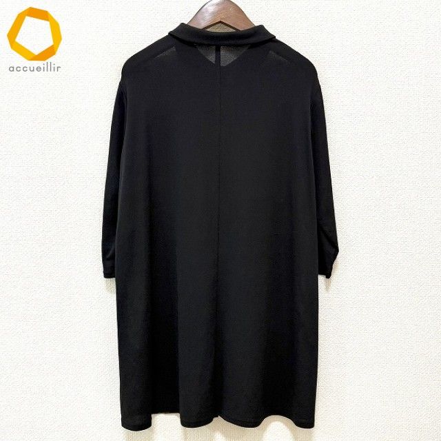 anc トクコ TOKUKO 2emeVOL チュニック 9 黒 シャツ 七分袖 花柄 刺繍