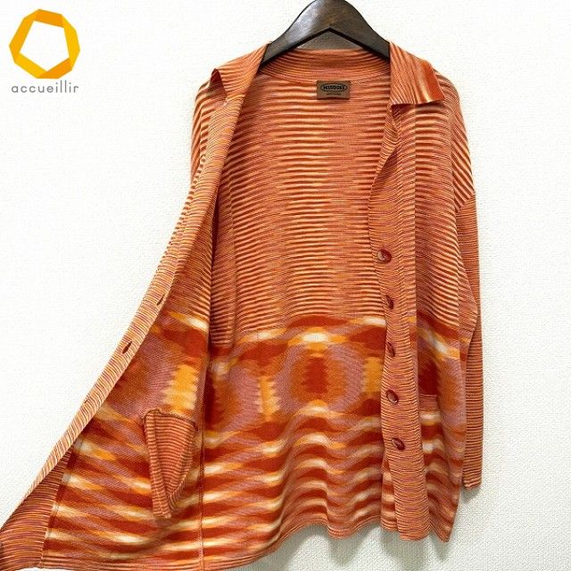 anc ミッソーニ MISSONI ジャケット 44 オレンジ アイボリー ニット