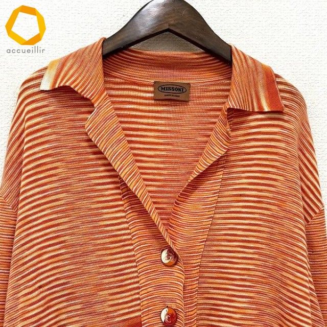 anc ミッソーニ MISSONI ジャケット 44 オレンジ アイボリー ニット