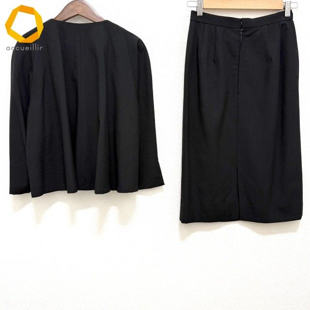 anc クリスチャンディオール ChristianDior スカートスーツ 11 黒 セットアップ ヴィンテージ ノー 薄手 レディース 974188