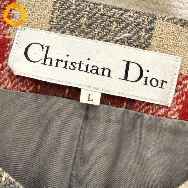 専用 Christian Dior ノーカラージャケット ヴィンテージ L wnc クリスチャンディオール ChristianDior ジャケット L 赤 ベージュ