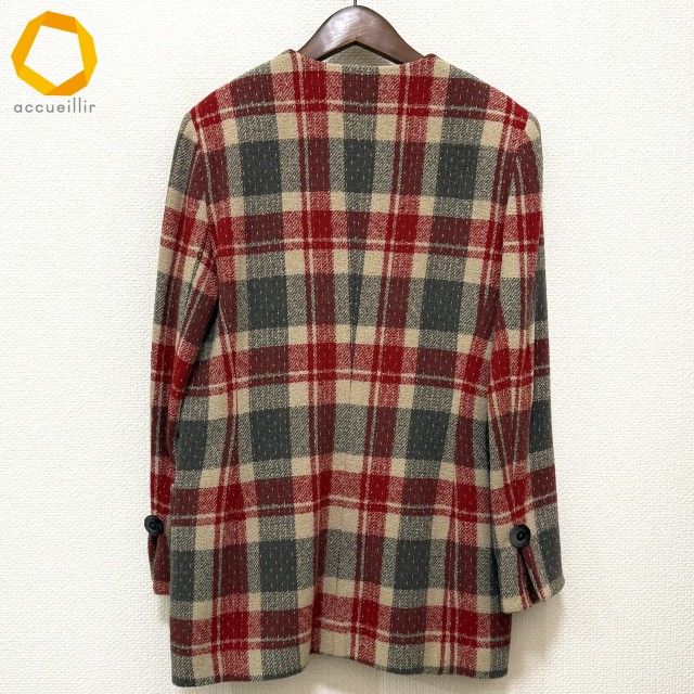 専用 Christian Dior ノーカラージャケット ヴィンテージ L wnc クリスチャンディオール ChristianDior ジャケット L 赤 ベージュ