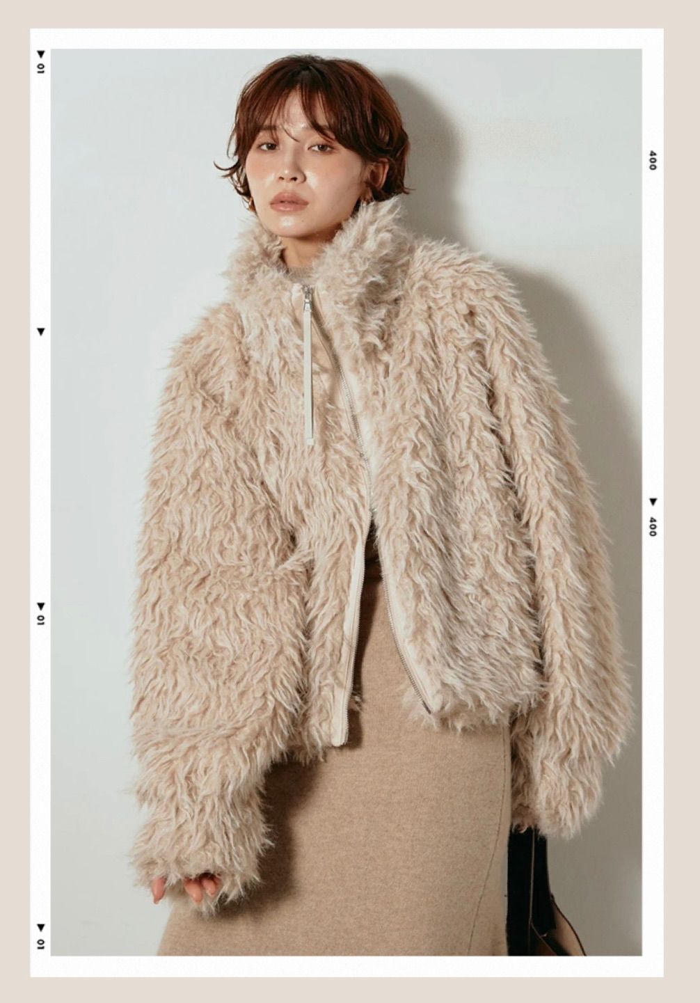 ミックスシープファースタンドブルゾン　　esica lumier エシカ ミックスシープファースタンドブルゾン esica lumier エシカ