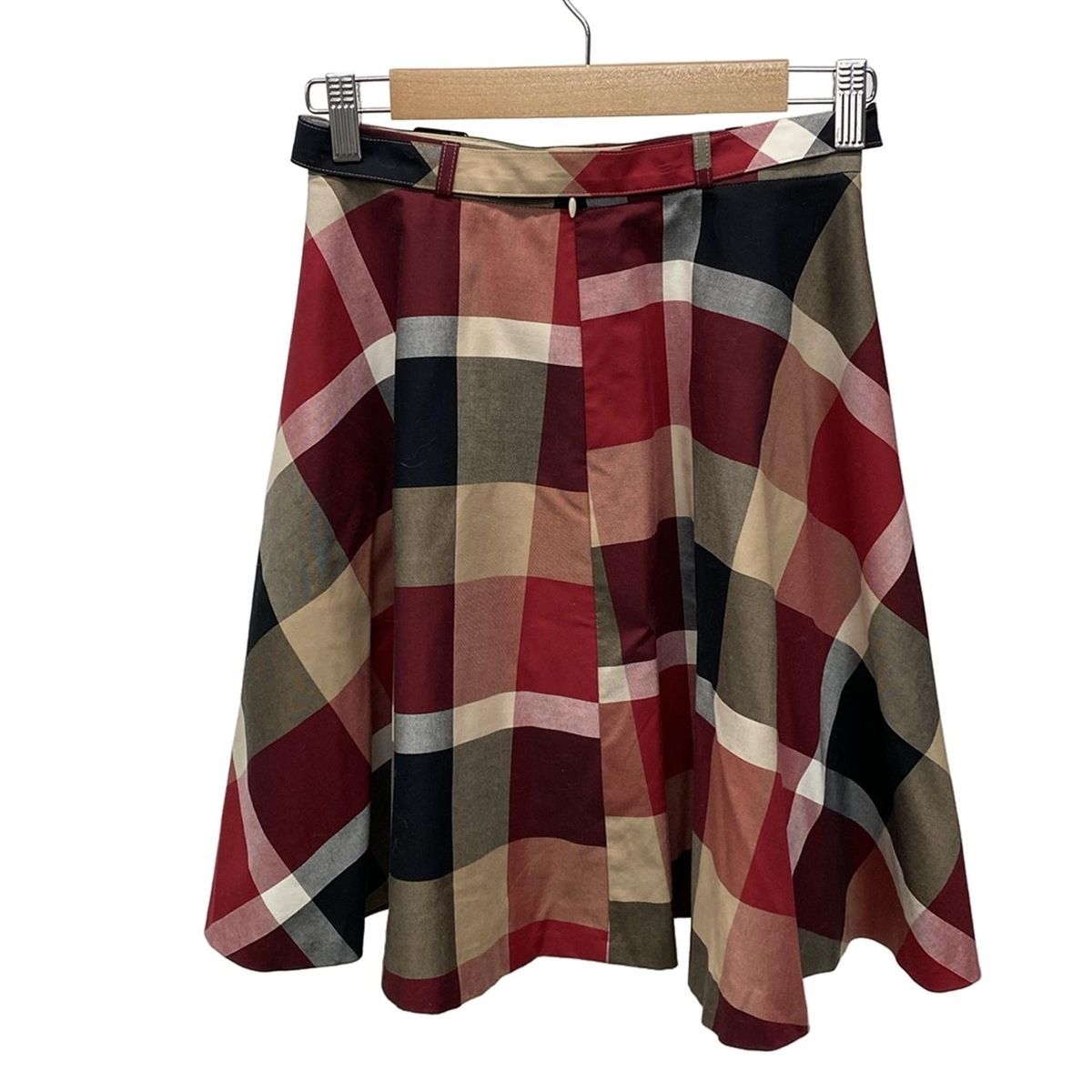 ブルーレーベルクレストブリッジ スカート サイズ36 S レディース - ベージュ×レッド×マルチ ひざ丈 チェック柄