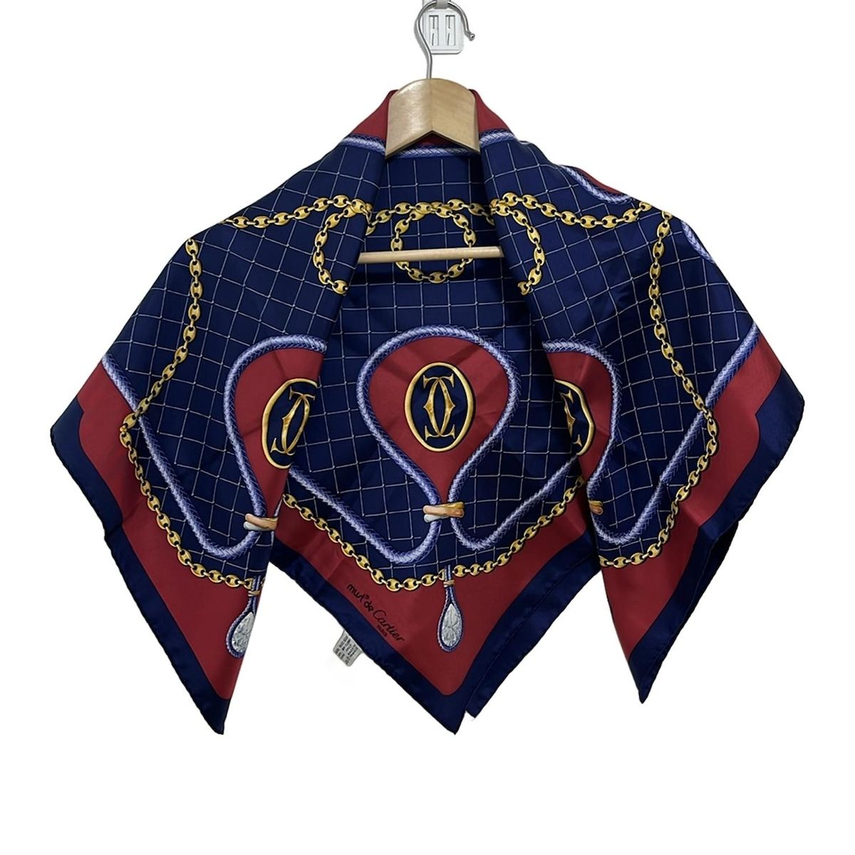 カルティエ Cartier 美品 Must de Cartier スカーフ ロゴ柄 シルク