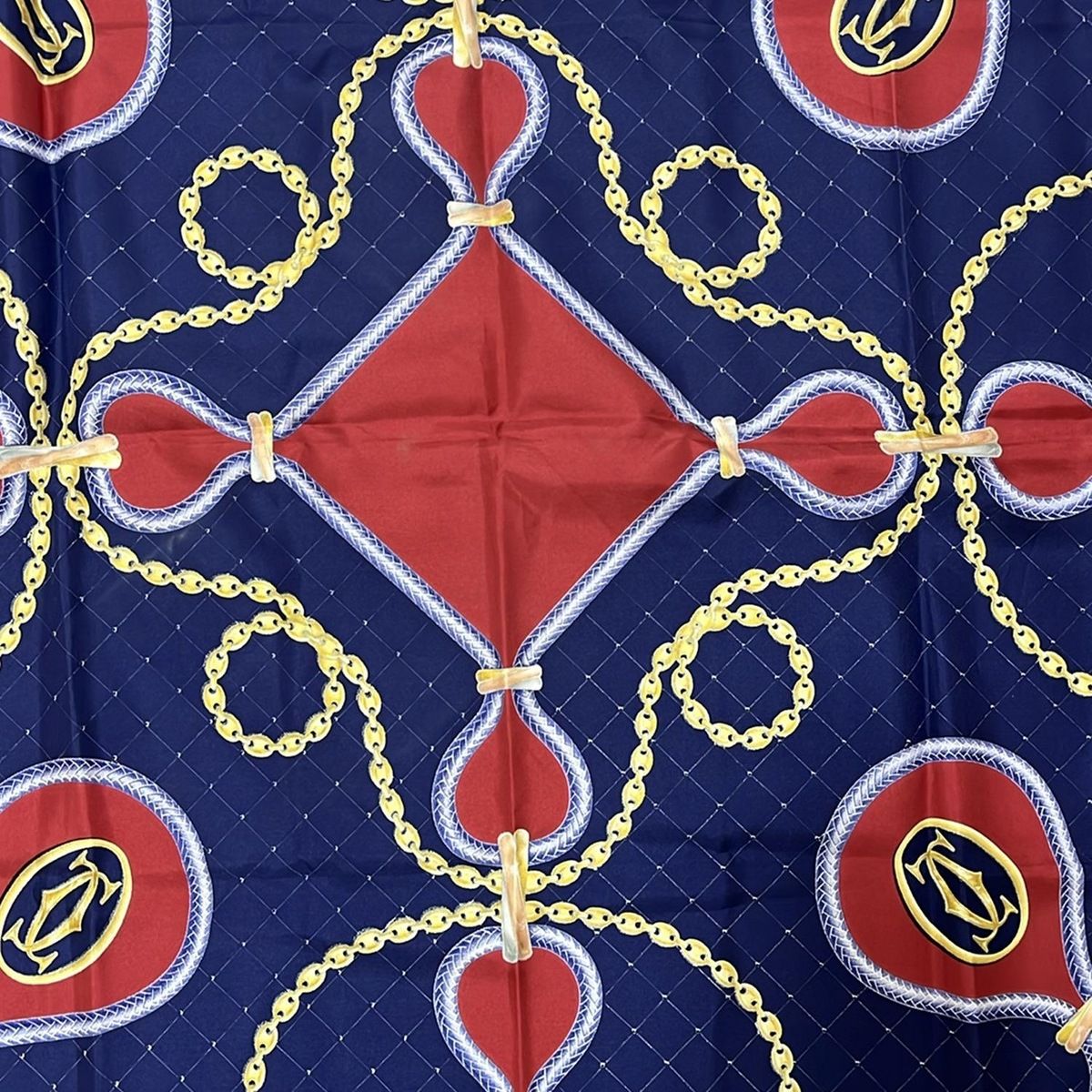 Cartier(カルティエ) スカーフ美品 - ネイビー×ボルドー×マルチ - メルカリ