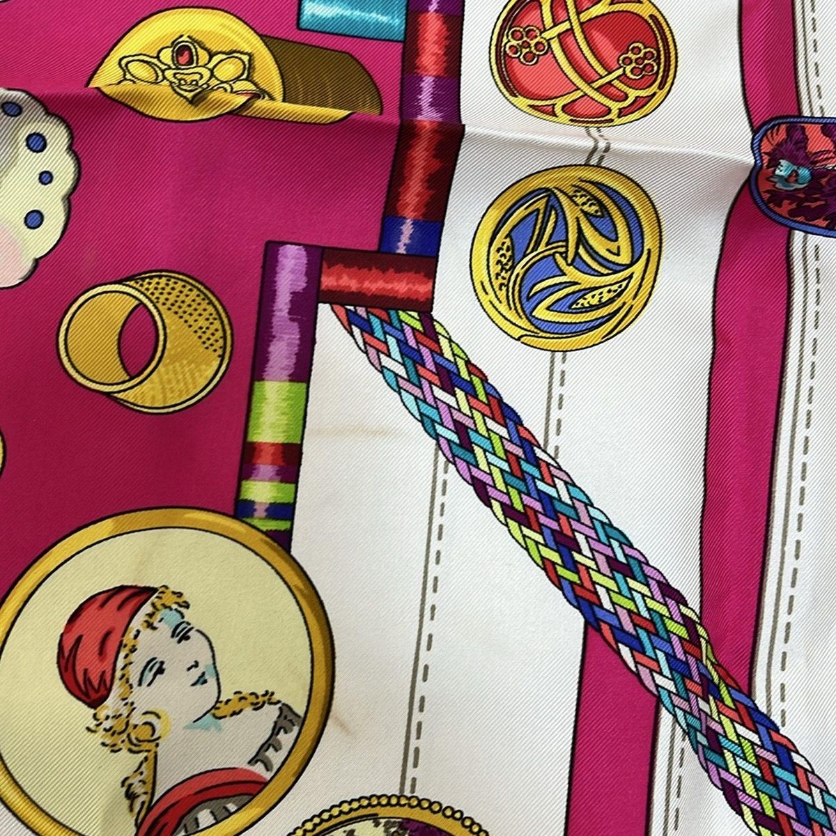 エルメス HERMES エルメス HERMES カレ90 ピンク×白×マルチ