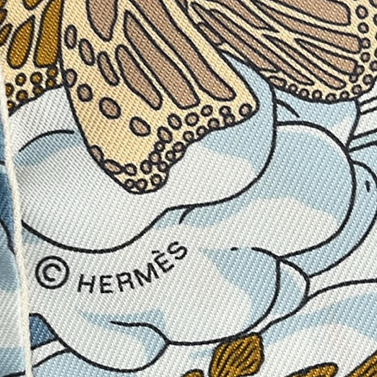 HERMES(エルメス) スカーフ美品 ツイリー アイボリー×ライトブルー