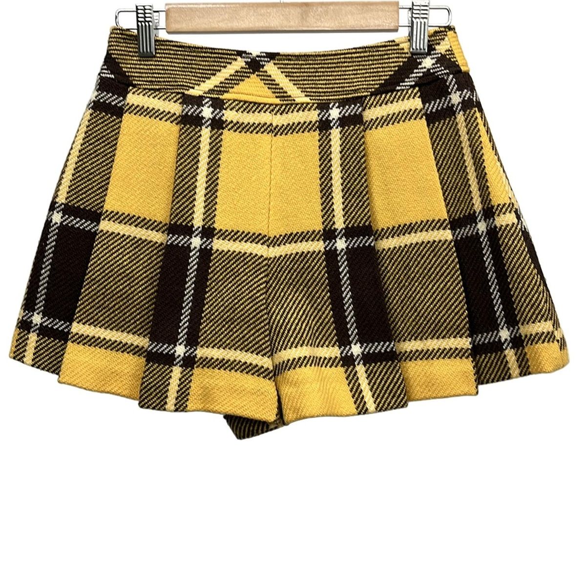 バーバリーブルーレーベル ショートパンツ サイズ36 S レディース ダークイエロー ダークブラウン 白 チェック柄
