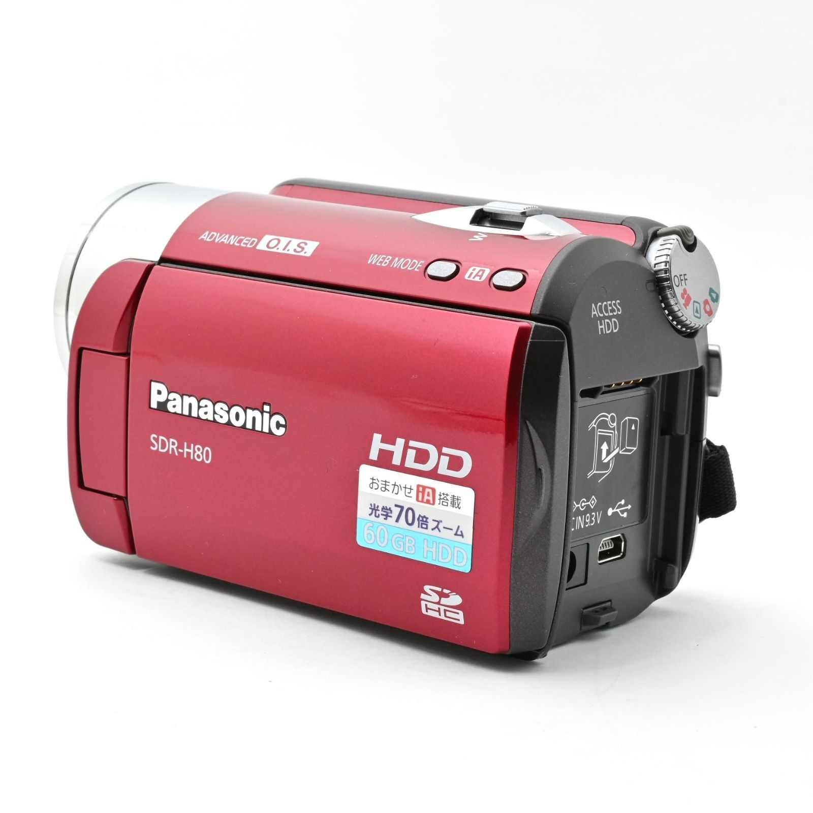1060＜良品＞ パナソニック SD/HDDビデオカメラ レッド SDR-H80-R