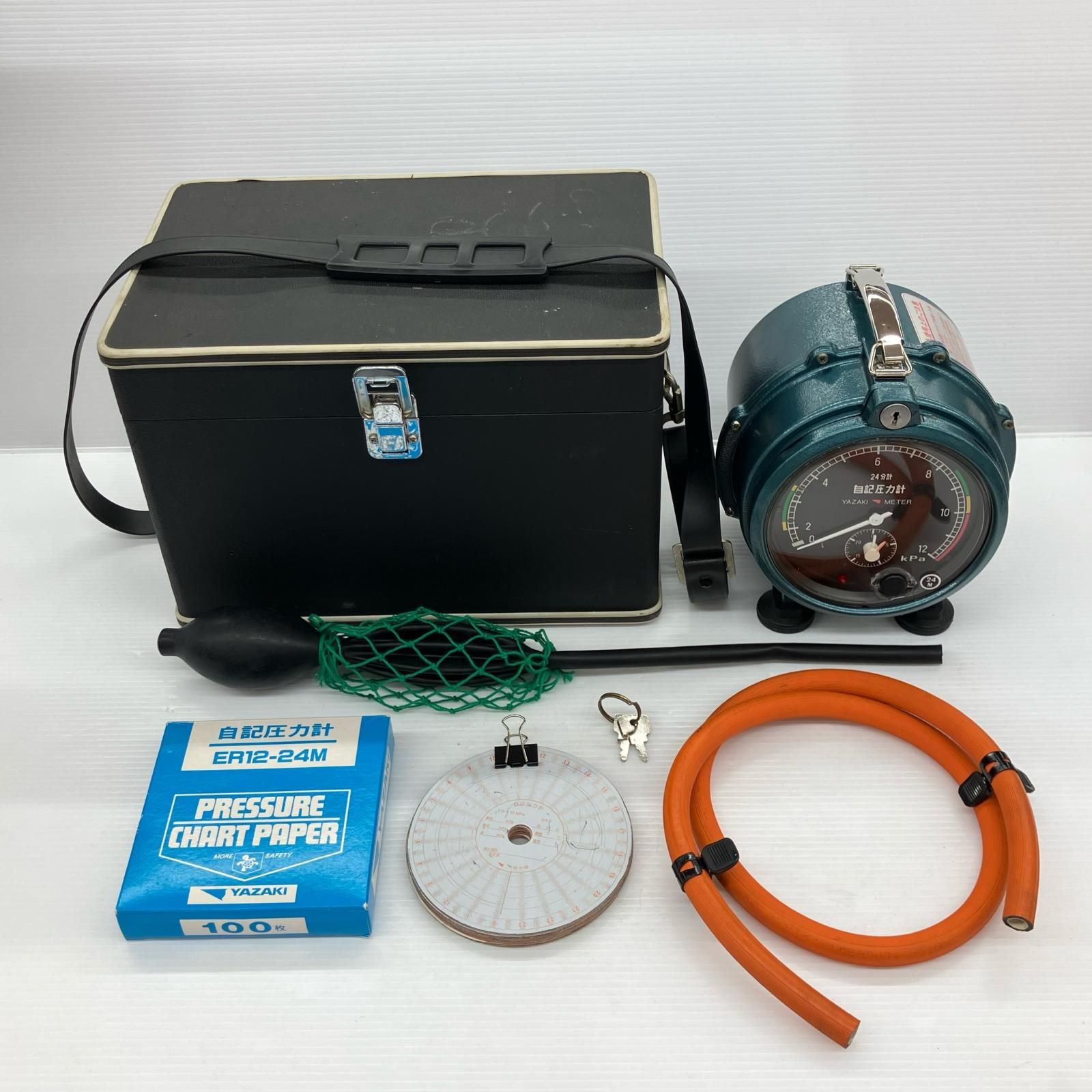 ДДYAZAKI 自記圧力計ケース付 鍵付き ER 12-24 M スカイブルー