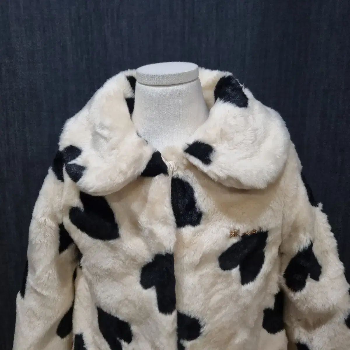 女子児童 良い 130 フレンチキャット ハートファー コート (状態良し