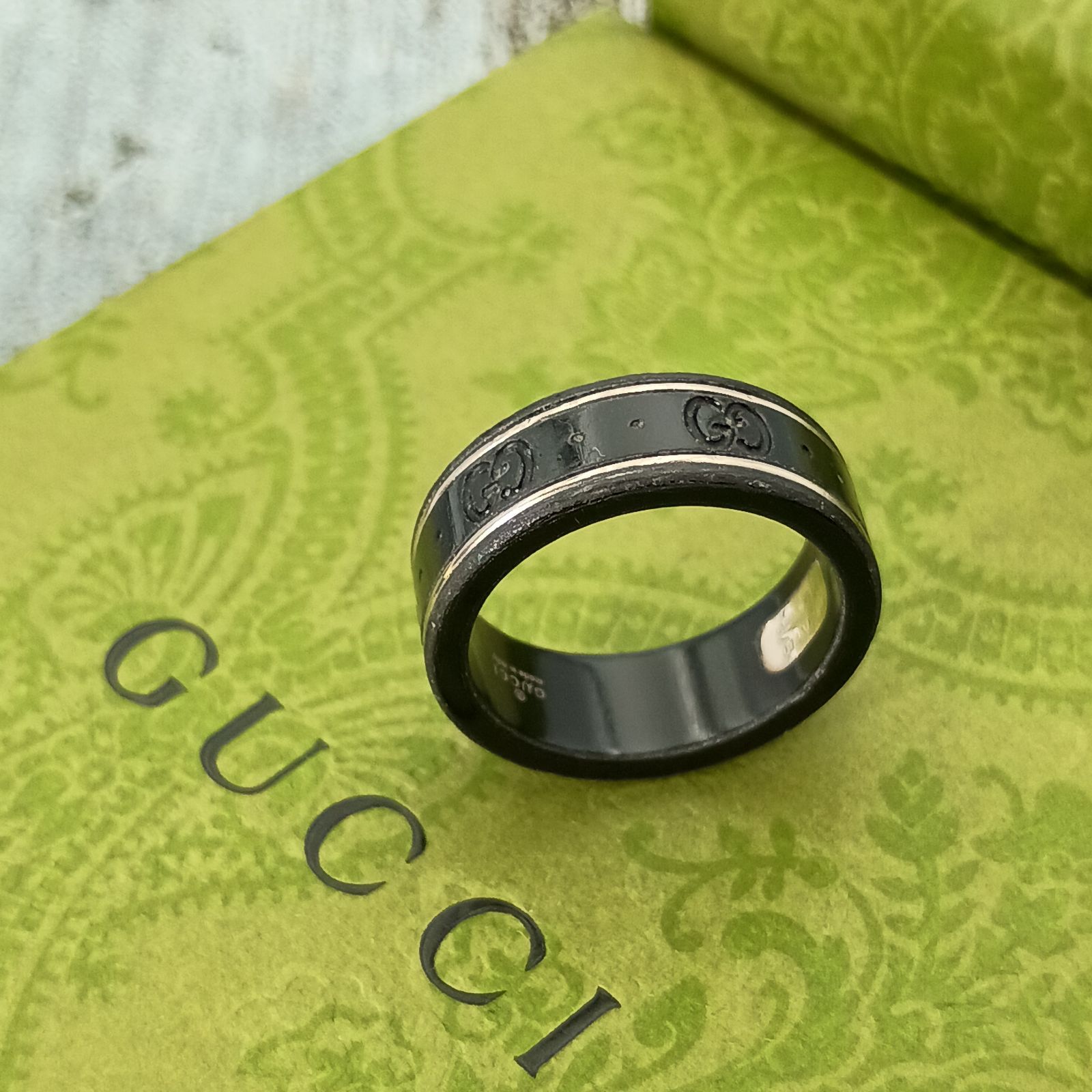 GUCCI グッチ アイコンリング 指輪 14号 レディース AU750 コランダム 