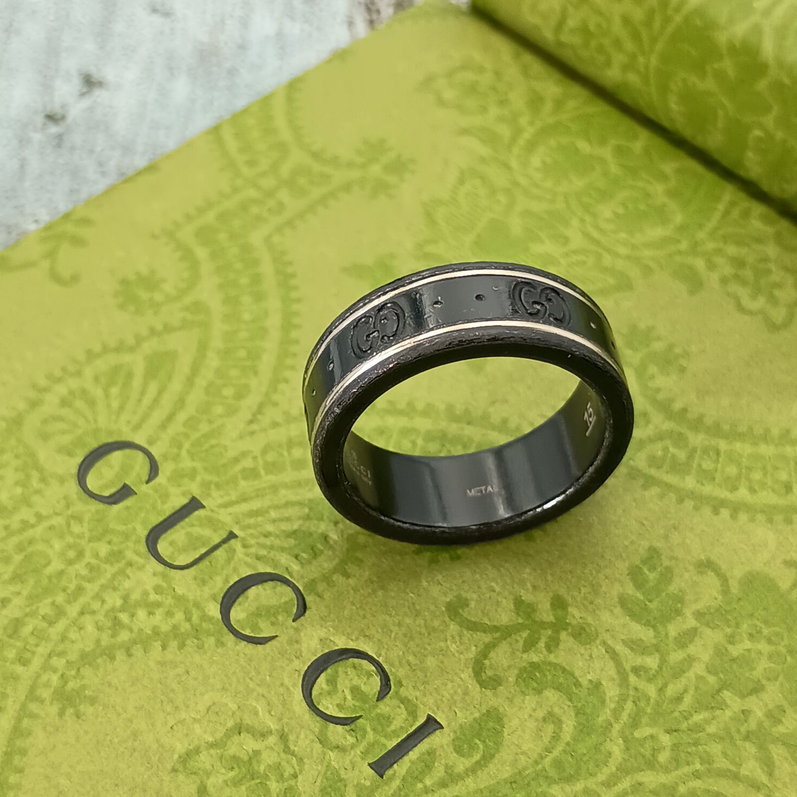 GUCCI グッチ アイコンリング 指輪 14号 レディース AU750 コランダム