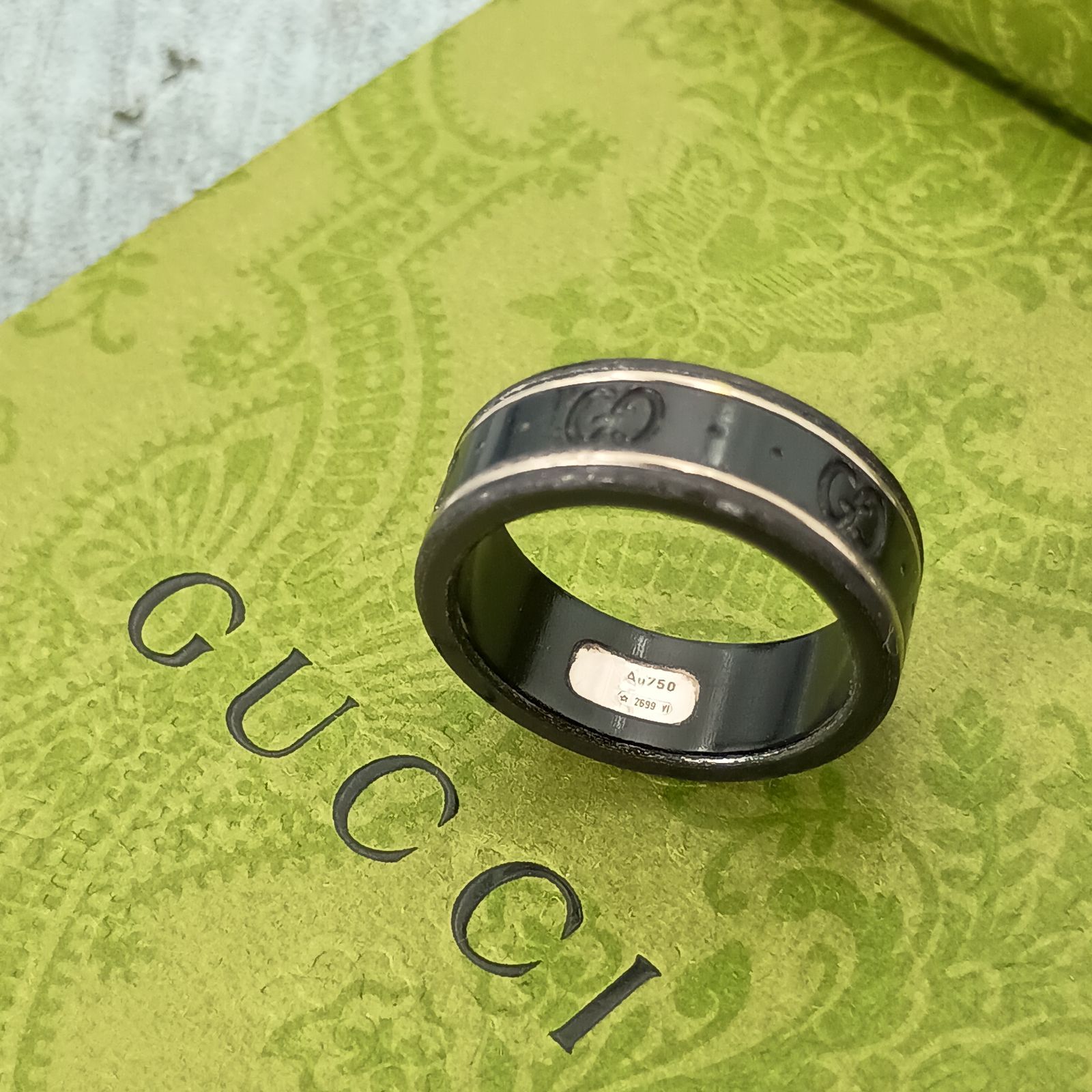 GUCCI グッチ アイコンリング 指輪 14号 レディース AU750 コランダム