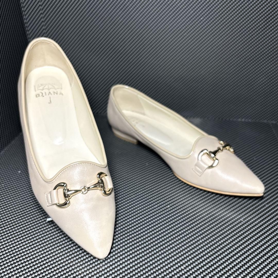 DIANA ダイアナ フラットシューズ ビット付き 晴雨兼用 ベージュ 24cm