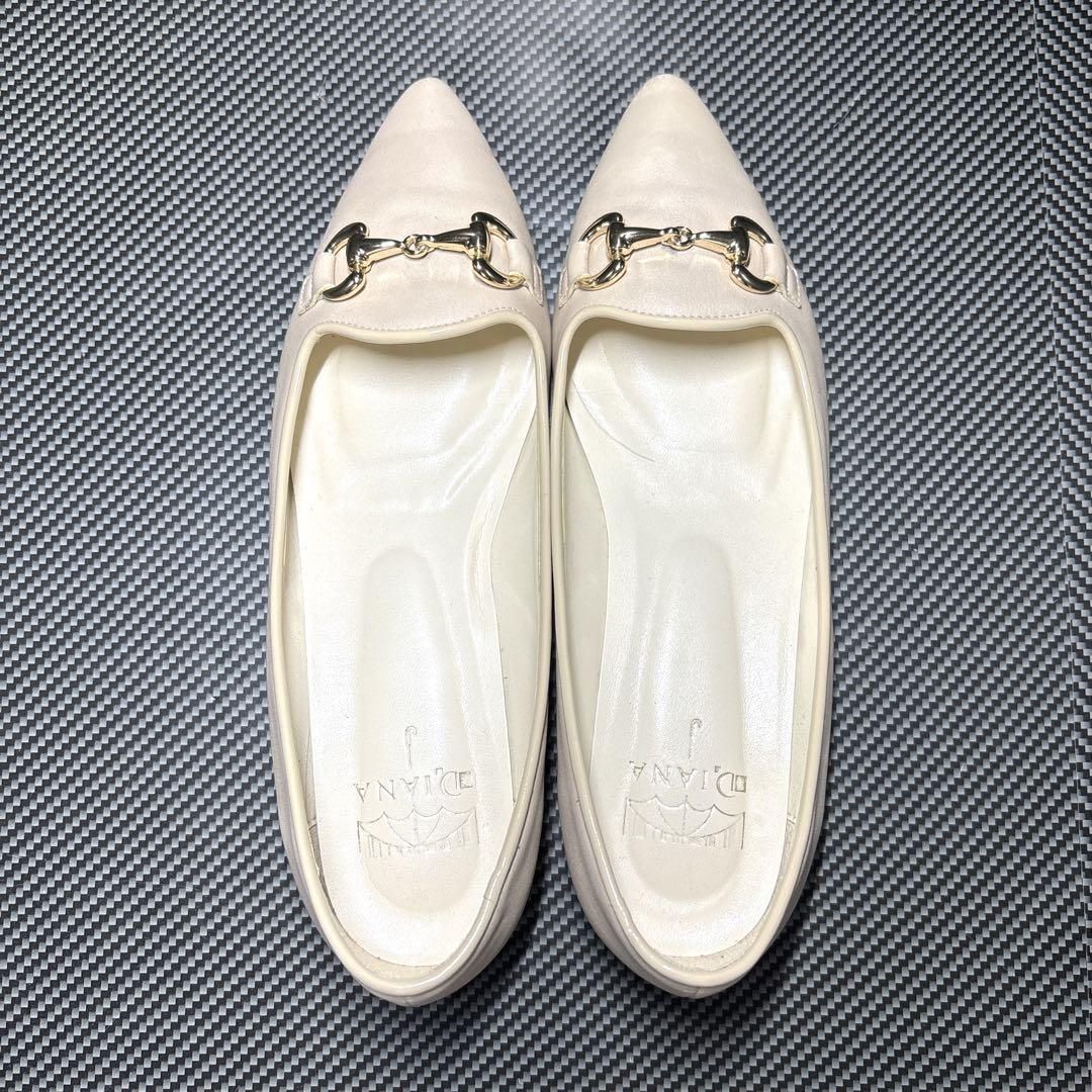 DIANA ダイアナ フラットシューズ ビット付き 晴雨兼用 ベージュ 24cm