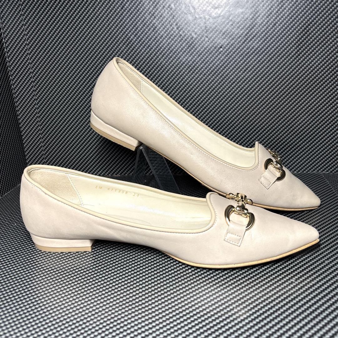 DIANA ダイアナ フラットシューズ ビット付き 晴雨兼用 ベージュ 24cm