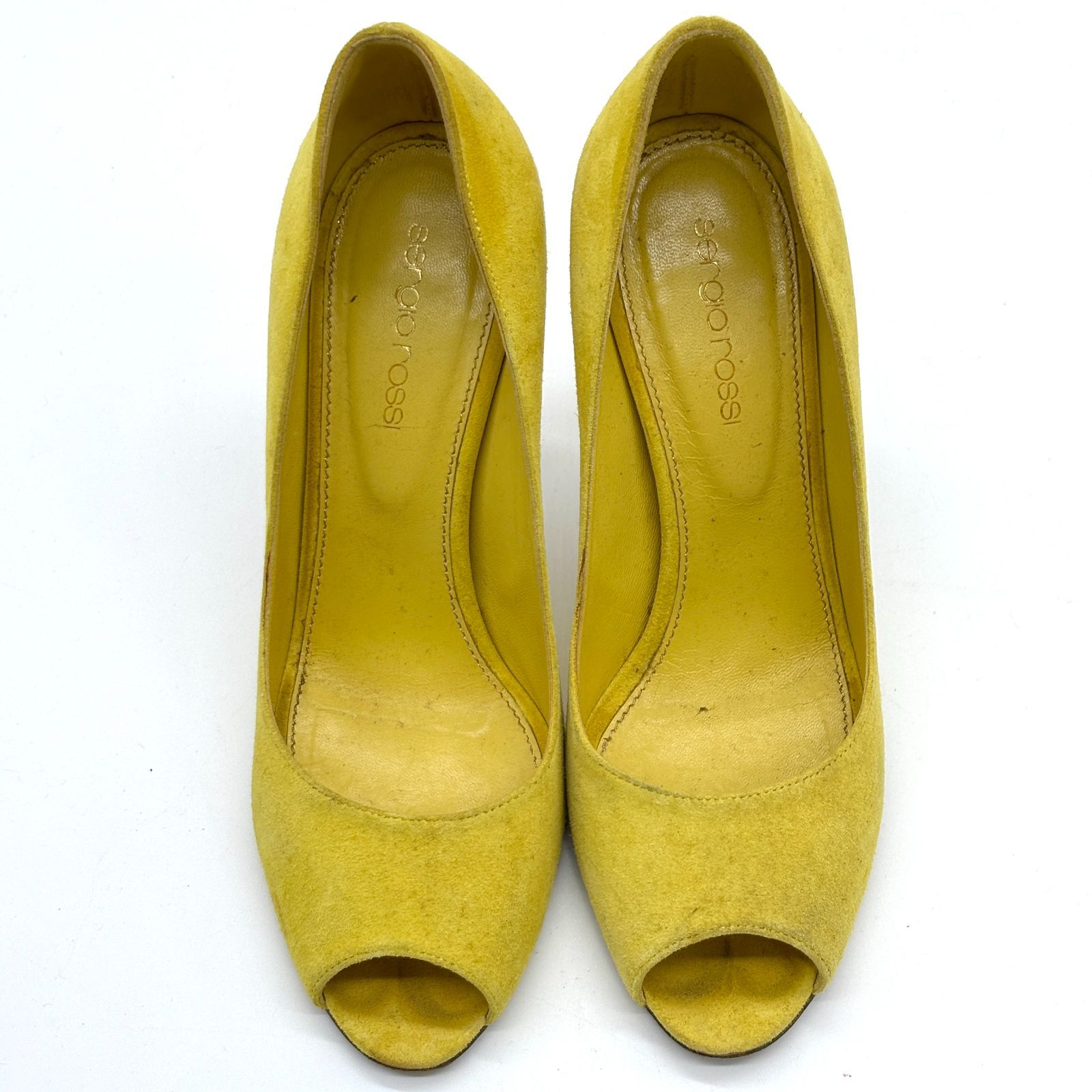 セルジオロッシ Sergio Rossi スエード パンプス 黄色 イエロー 37 約