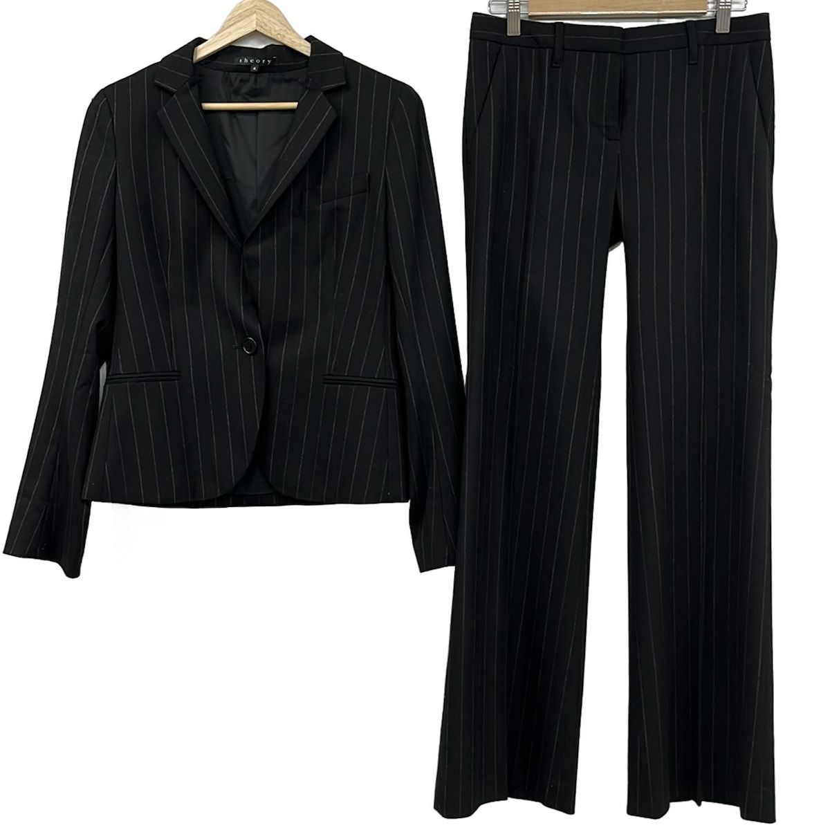 theory セオリー レディースパンツスーツ レディース 黒 グレー ピンク ストライプ
