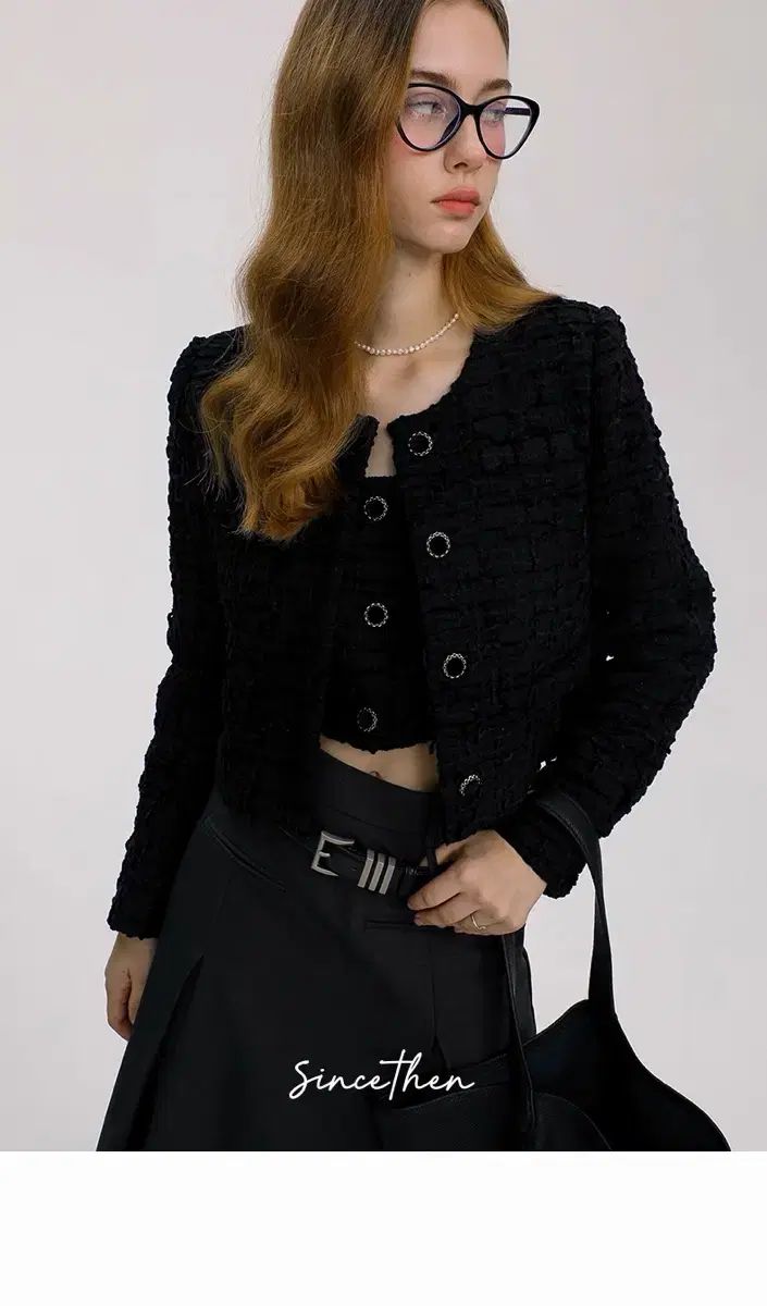 Sサイズ Since Then ブラック ツイード クロップドジャケット ビスチェ セット