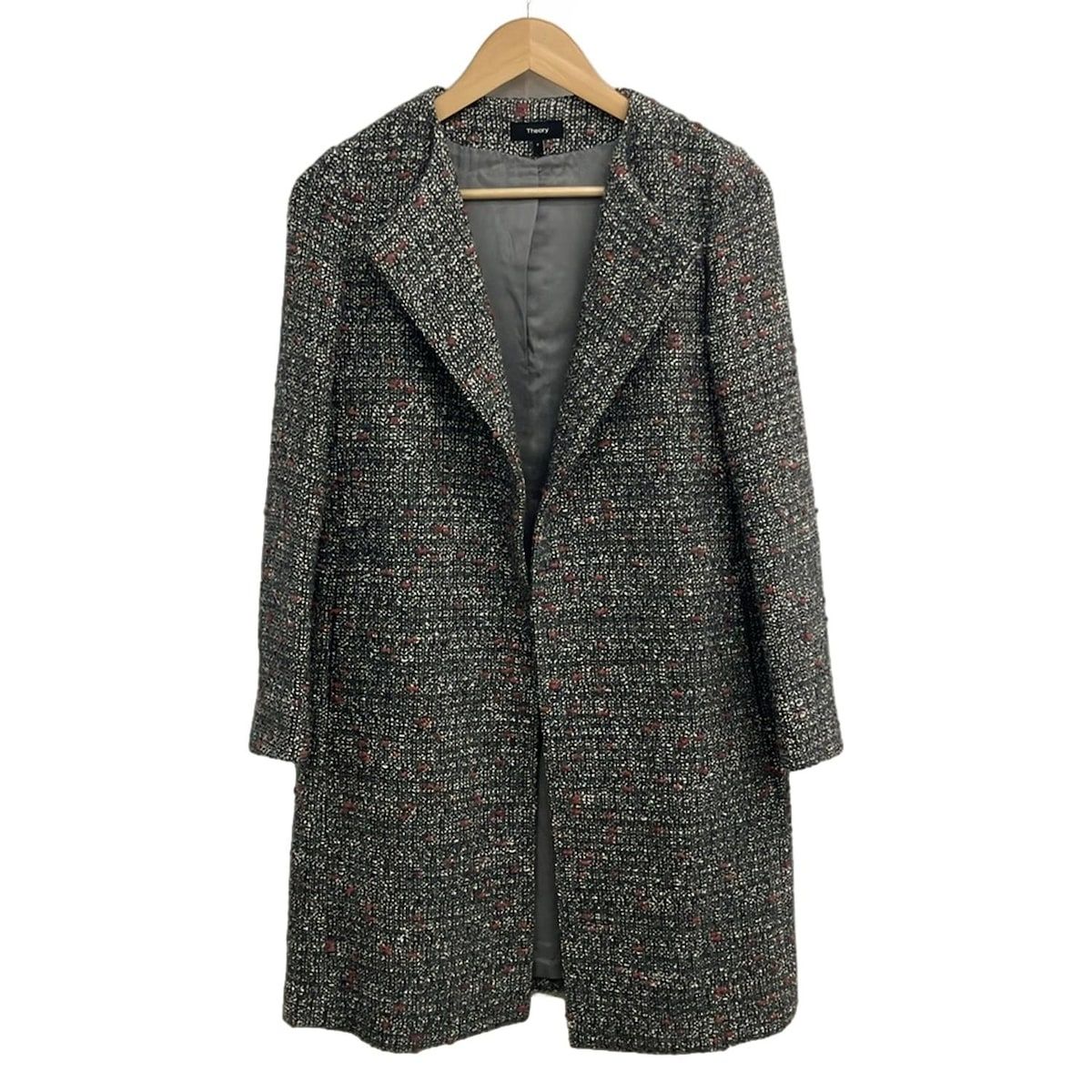 theory セオリー コート サイズP M レディース グレー 白 レッド 長袖 ノー 秋 冬