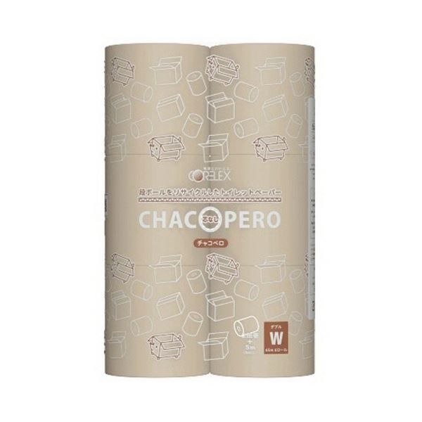 コアレックストイレットペーパー チャコペロ ワンタッチコアレス ダブル 芯なし 65 m 60ロール 6ロール×