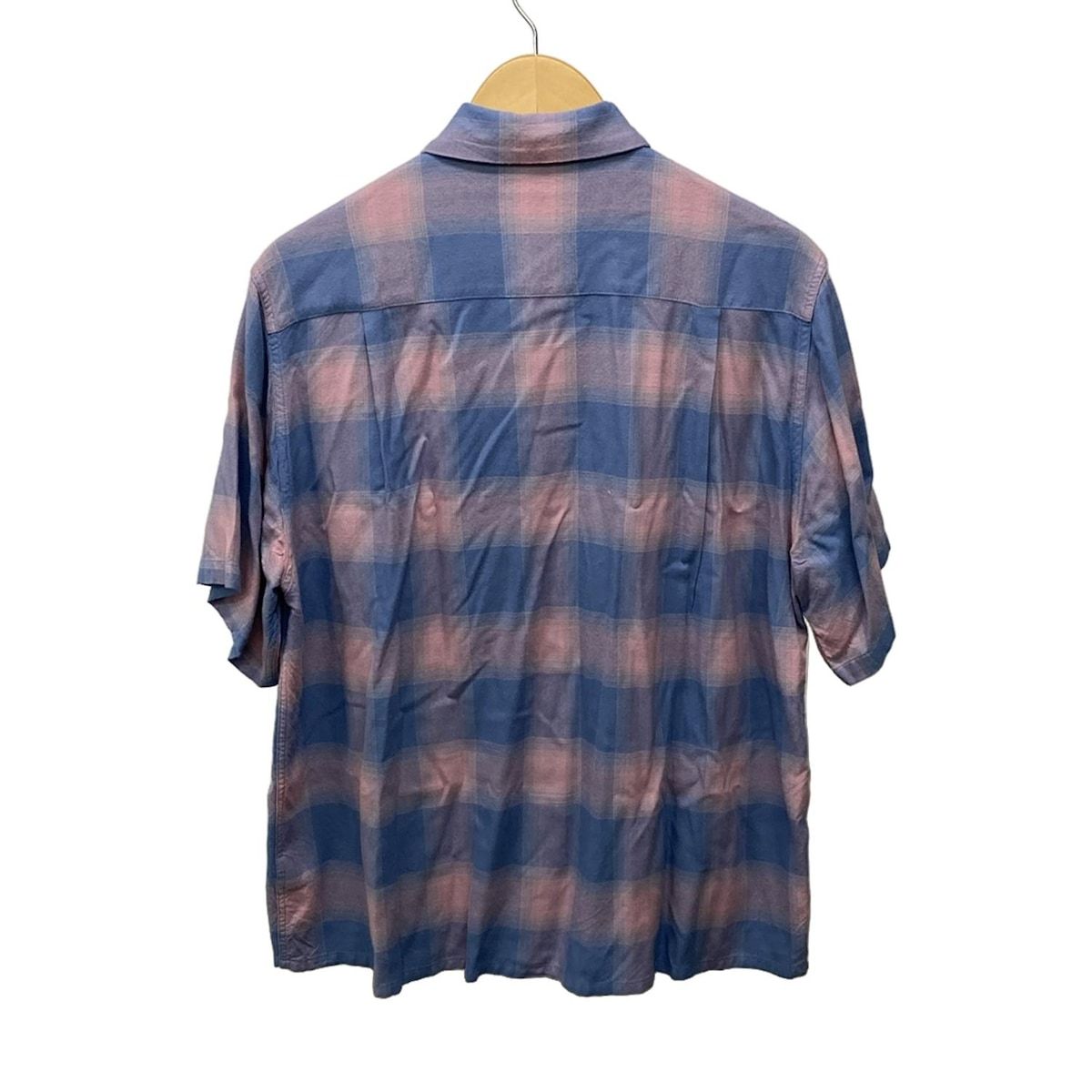 WACKO MARIA THE GUILTY PARTIES OUTRAGEOUS INC ワコマリア 半袖シャツ サイズM メンズ - ライトピンク×ブルーグレー チェック柄