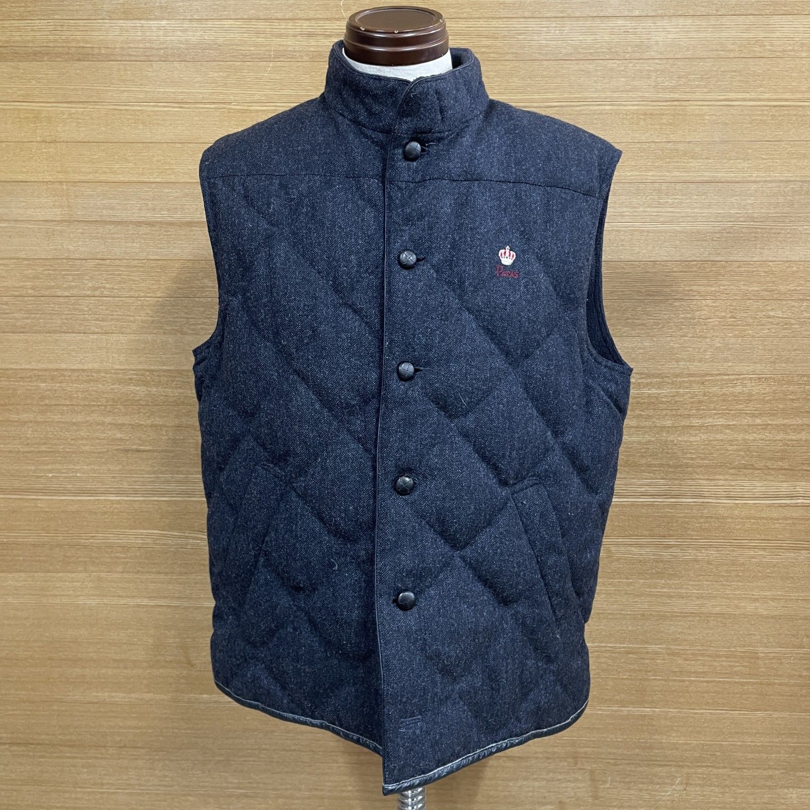 kou☆】PAPAS × MOON 英国 ツイード ダウン ベスト 25 papas MOON 英国