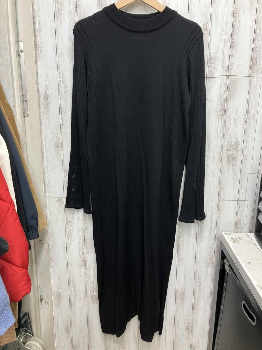 UNITED TOKYO 長袖ワンピース ウールワンピースブラック 着丈116袖丈68身幅47肩幅43