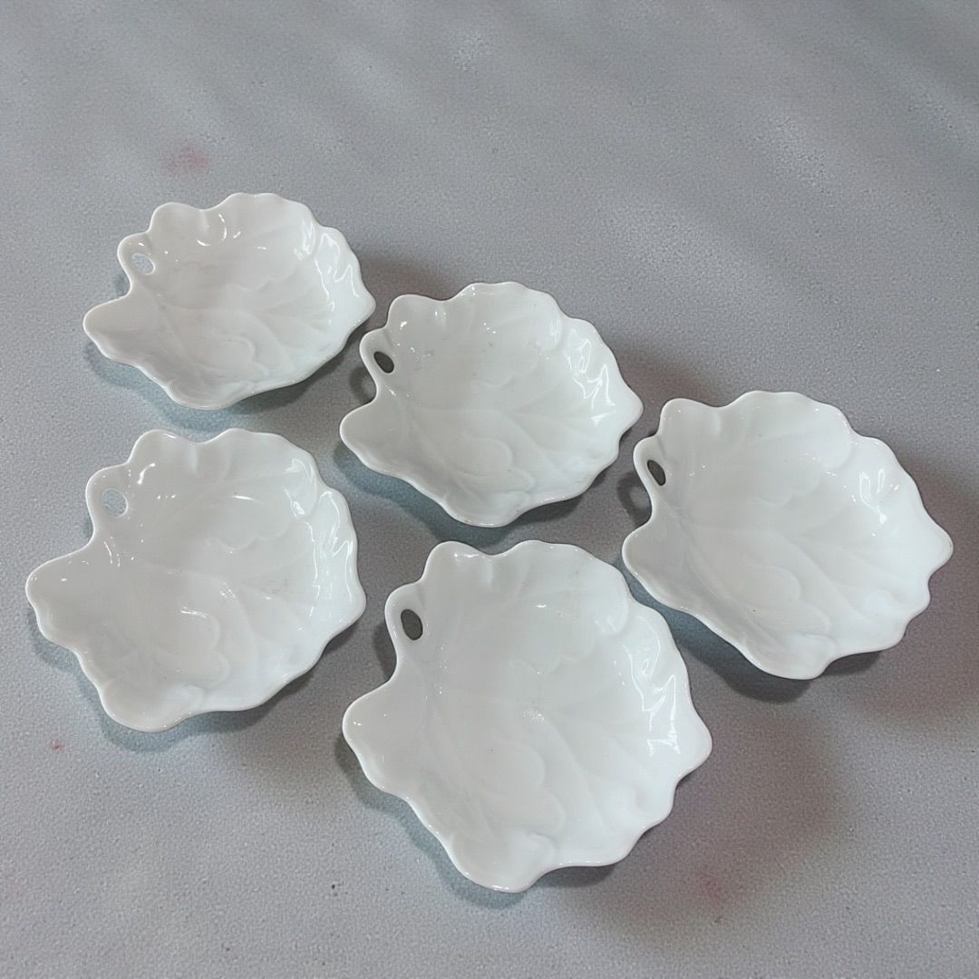 Shoei China 葉 プレート 5客セット 葉皿 白磁 アンティーク 骨董 和食器