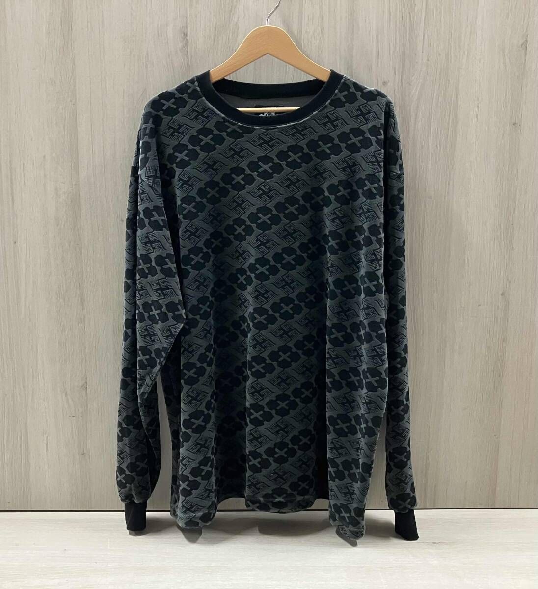 GAKKIN×BUDSPOOL 花罰家紋VELOUR 長袖Tシャツ XLサイズ ブラック ガッキン パッズプール