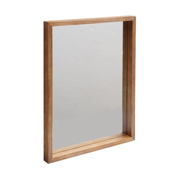 ウォールミラー 姿見鏡 約幅45 cm ブラウン 木製 桐材 飛散防止加工 ボックスミラー 完成品 リビング ダイニング