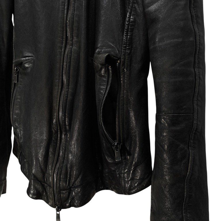 LEON LOUIS 16AW SMALL COLLAR LEATHER JACKET ハイネックラムレザー 