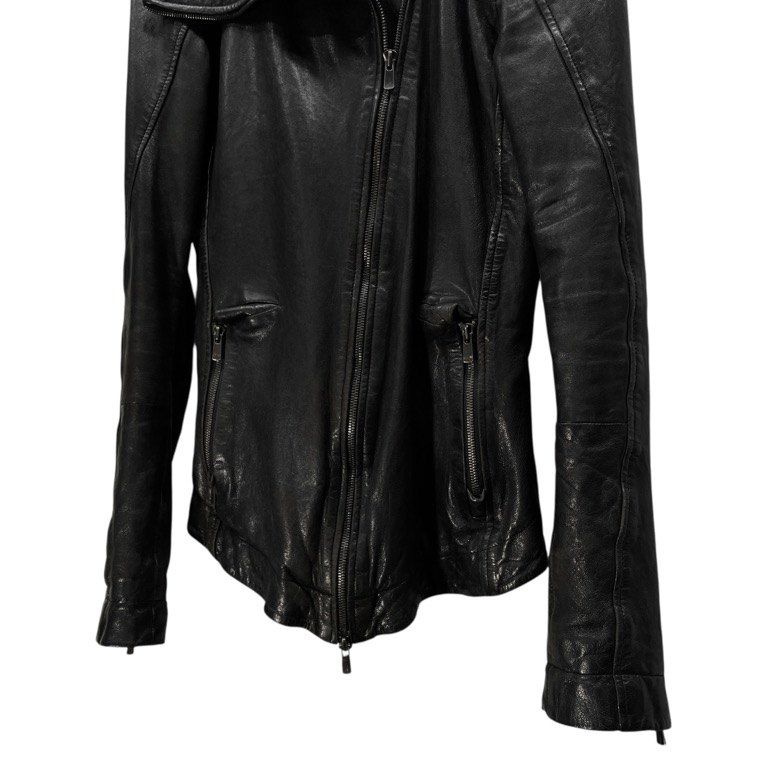 LEON LOUIS 16AW SMALL COLLAR LEATHER JACKET ハイネックラムレザー 