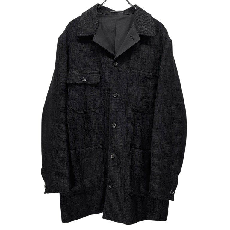Y s for men リネンウールツイード切替ハーフコート ジャケット ブルゾン アウター Archive Yohji Yamamoto Pour Homme