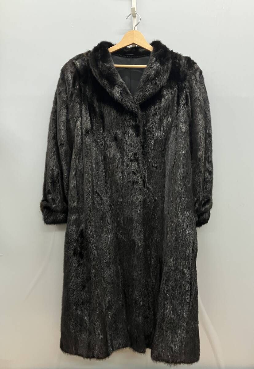 SAGA MINK サガミンク ロングファーコート 毛皮 ブラック サイズ15