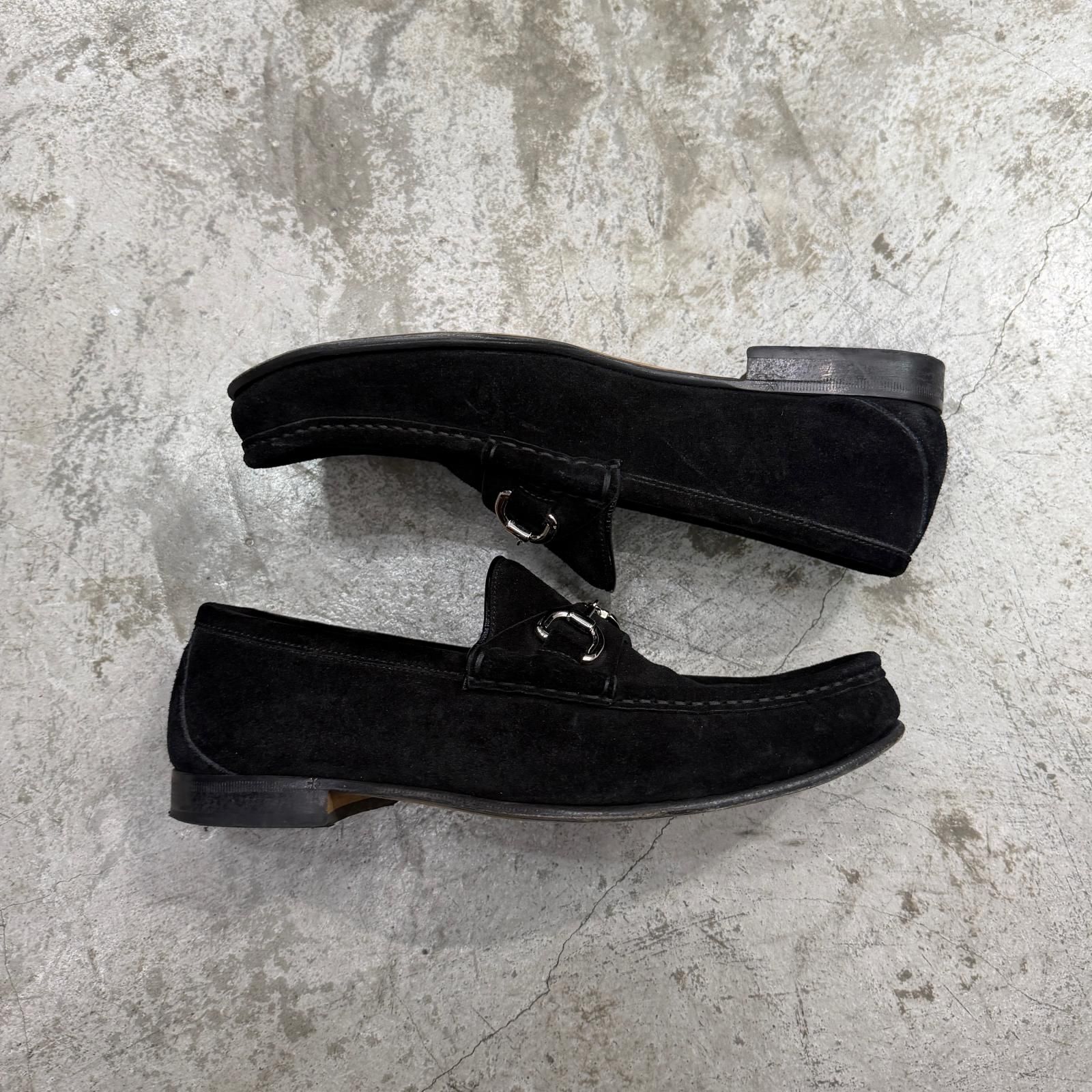 メンズサイズ グッチ 黒スエード 367762 ホースビット ローファー UK8 メンズサイズ グッチ 黒スエード 367762 ホースビット ローファー UK8