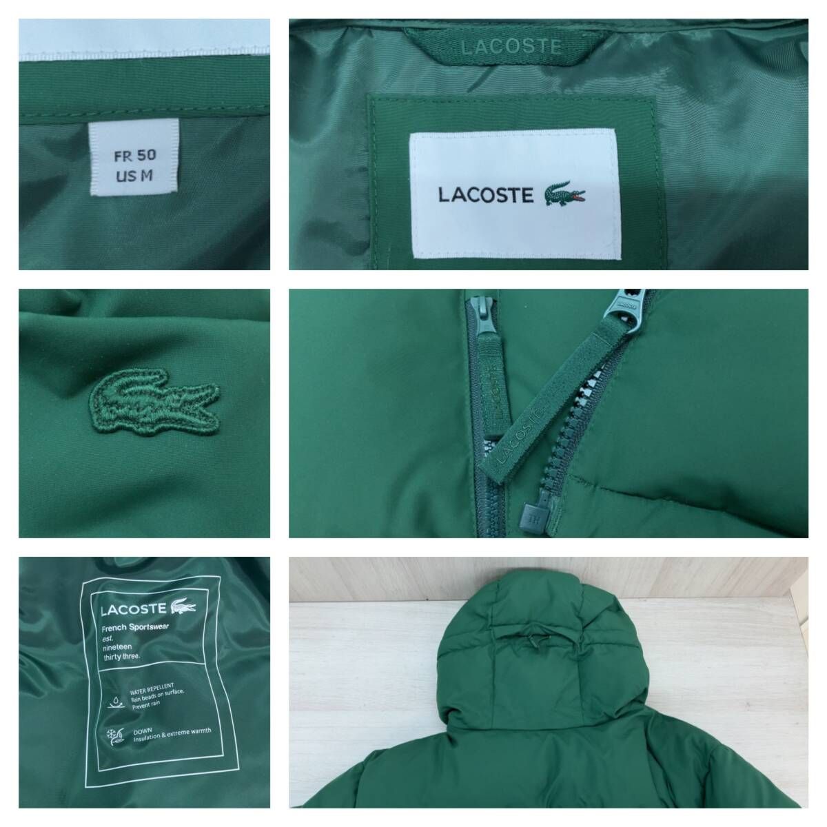 Lacoste ジャケット グリーン LACOSTE ラコステ バックステッチショートダウンジャケット【BH4484