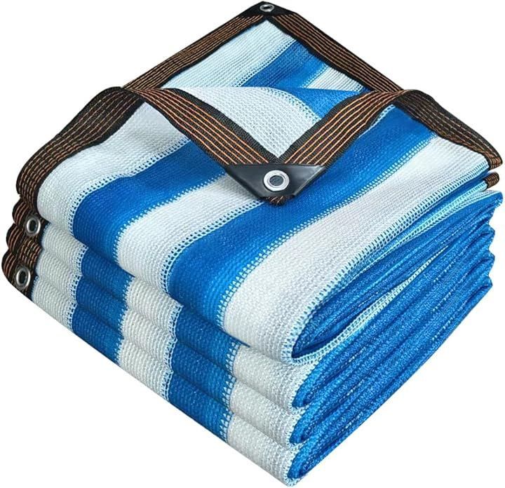 YEZOND 日除け シェード 屋外 遮光ネット 農業 園芸用 紫外線から守る 高密度ポリエチレン ベランダ 窓 カーポート ルーフ ヤード パーティーなどに最適 青と白 5 Mx 6 M